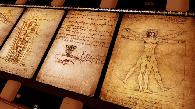 Imágenes de diferentes diseños en los cuadernos de Leonardo Da Vinci