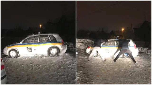 Поліцейська машина зі снігу