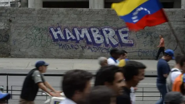 Una protesta en Caracas