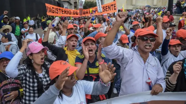 Protesta laboral en Colombia.