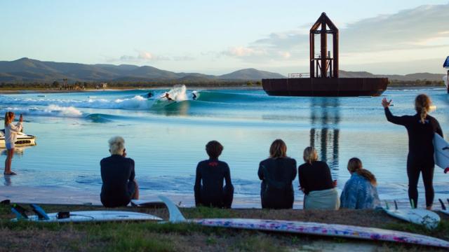 Test surfers at Surf Lakes' facility in Australia