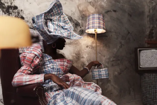 Model in Ghana Must Go fabrics