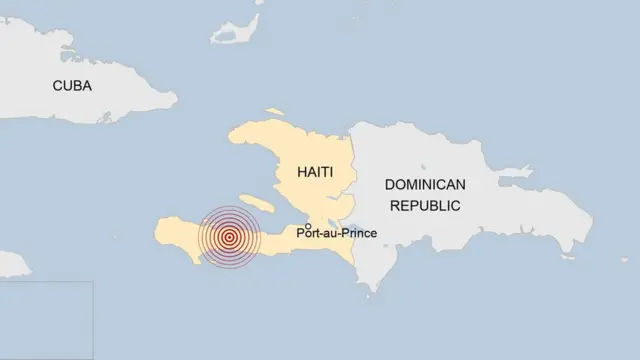 ikarita ya Haïti igaragaza ahabereye umutingito