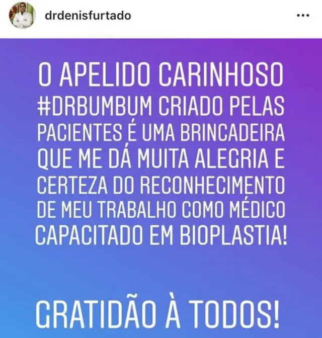 Post no instagramsites com apostas gratisFurtadosites com apostas gratisque ele escreve que ganhou o apelido doutor bumbum das pacientes