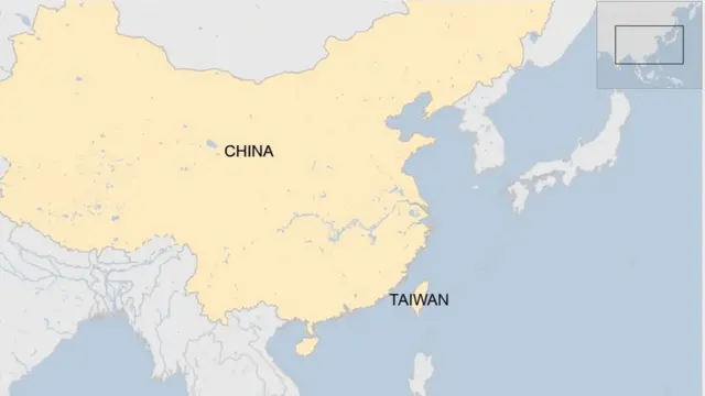 Mapa mostra China e Taiwan