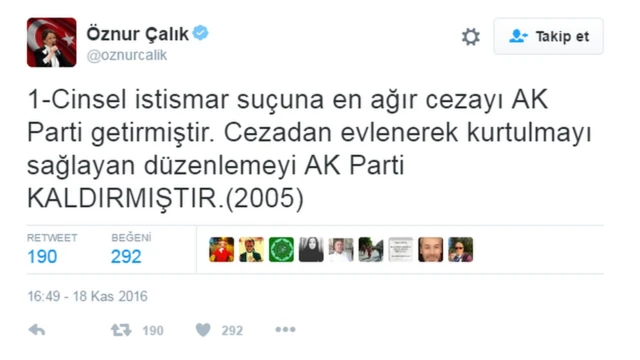 Öznur Çalık'ın Twiti