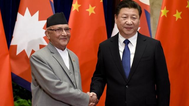 中国国家主席习近平和尼泊尔总理夏尔马·奥利