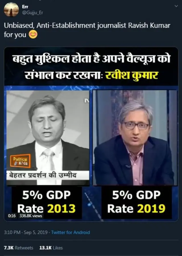 काही लोकांनी लिहिलं आहे- सत्ताधाऱ्यांच्या कथित विरोधात असणाऱ्या रवीश कुमार यांचे सत्य