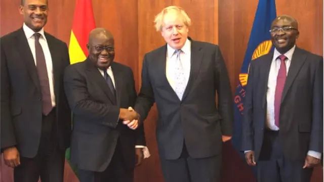 PM Boris Johnson wey go open di Africa-UK summit na im here with Ghana's president Nana Akufo-Addo.