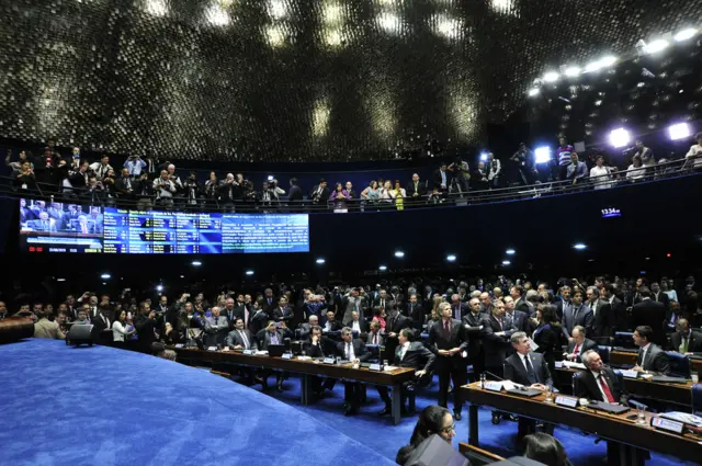 Senadores na votação do impeachment