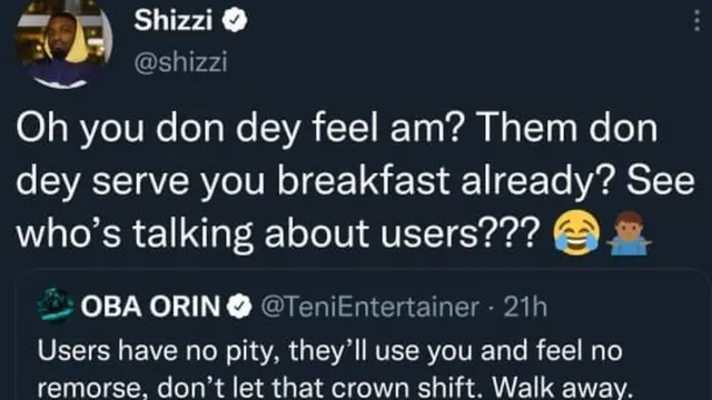 Social media post between Teni and her former oga Shizzi