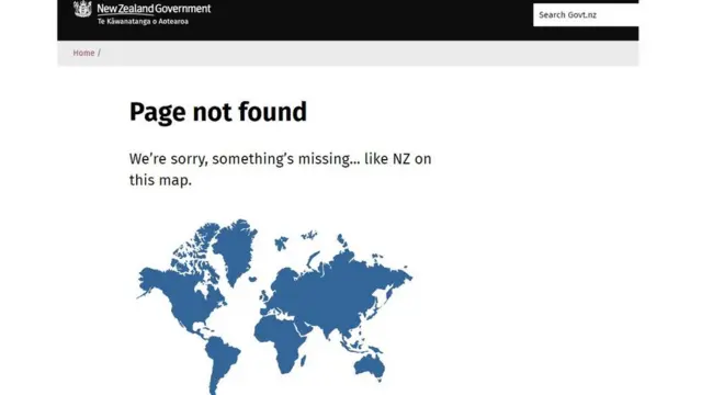 Imagen del sitio web del gobierno de NZ