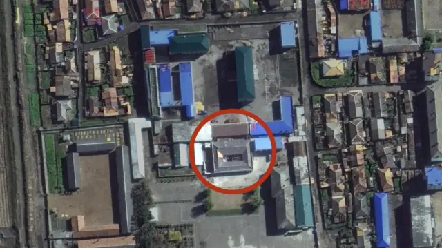 온성 인민보위부의 구류장. 두만강에서 1km가 채 안되는 거리다