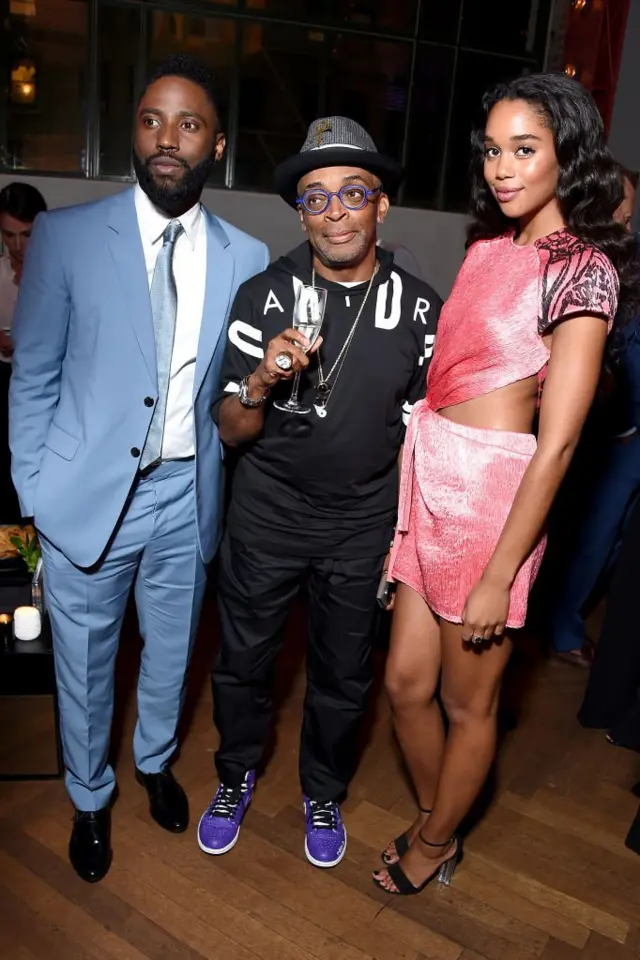 L'acteur John David Washington, le réalisateur Spike Lee et l'actrice Laura Harrier assistent à la soirée de l'avant-première de BlacKkKlansman à New York