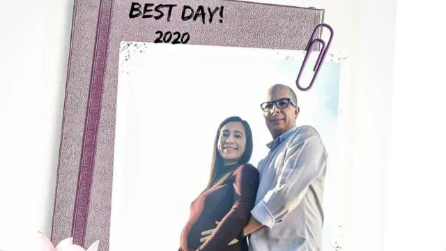 Ileana posa com seu marido em sua segunda gravidez