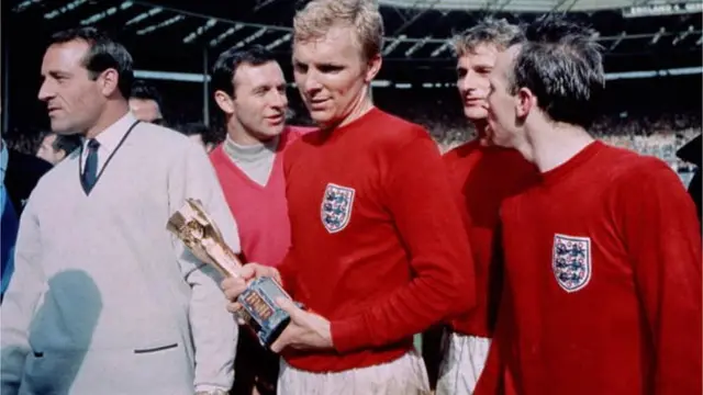 Àwọn agbábọ́ọ́lù England pẹ̀lú ife ẹ̀yẹ lọ́dún 1966