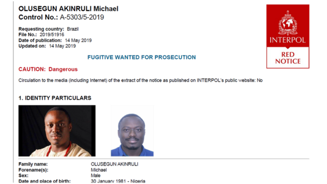 Alerta vermelho da Interpol