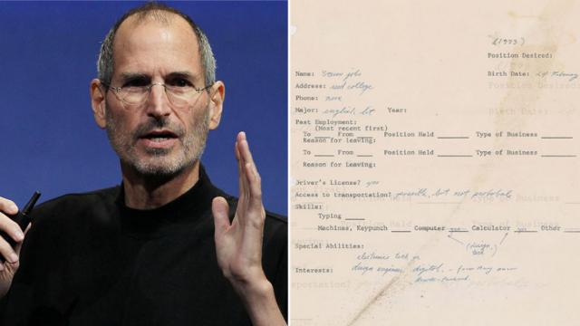 Steve Jobs y su solicitud de empleo.