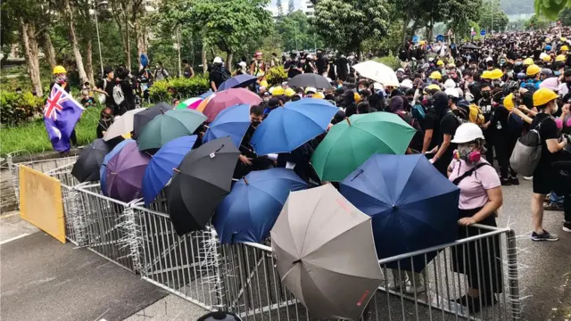 新界大埔示威者摆出伞阵（10/8/2019）