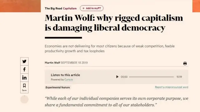 Мартин Вульф бугунги тизимни "қалбаки капитализм" дея тамғалади.