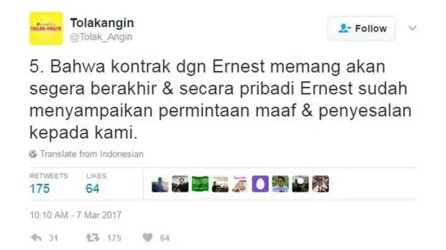 Twitter, tolak angin