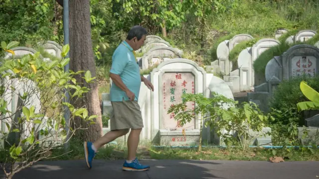 เส้นทางวิ่งในสวนสุขภาพแต้จิ๋ว ผ่านหลุมศพมากมาย แต่ผู้คนไม่รู้สึกแปลกใจอะไร