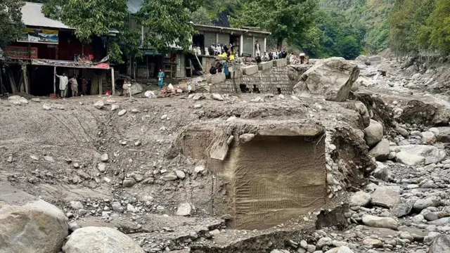 Residents in the Manoor valley, Khyber Pakhtunkhwa, are stranded on the other side of the river's bank