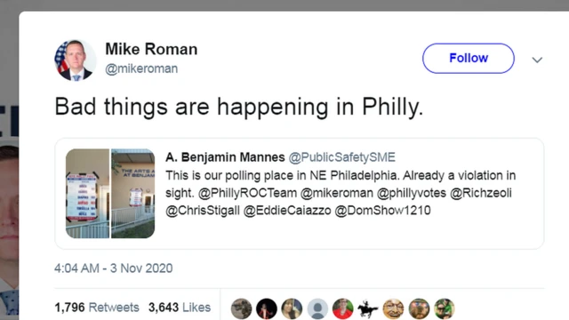 Screen grab of Mike Roman tweet