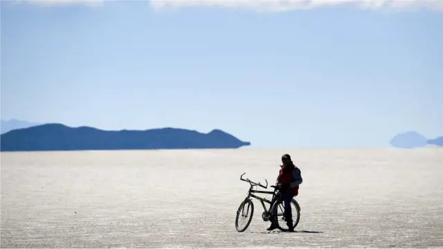 Um salar na América do Sul