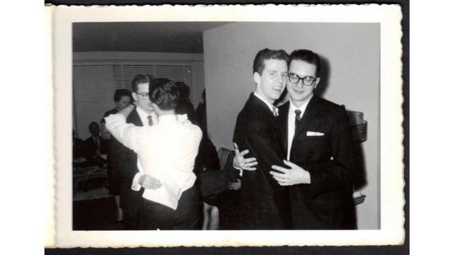 Couples dance at a 1957 wedding