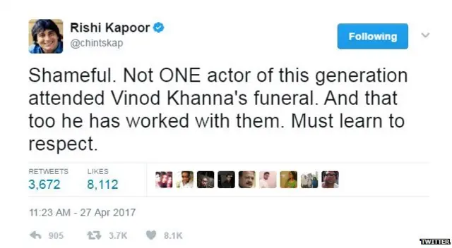 ऋषि कपूर, विनोद खन्ना, बॉलीवुड