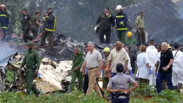 क्यूबा के राष्ट्रपति मिगुल डियाज़ कनेल दुर्घटनास्थल पर पहुंचे