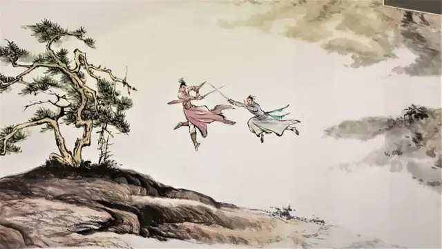 ภาพการยุทธบนกำแพงด้านนอกห้องกิมย้ง