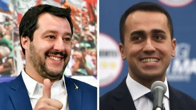 الزعيمان الشعوبيان لويجي دي مايو وماتيو سالفيني