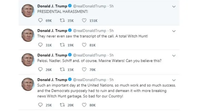 (캡션) 트럼프 대통령은 트윗을 수차례 올리며 반발했다