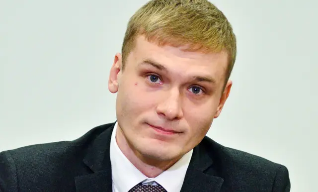 ABAKAN, RUSSIA - NOVEMBER 12, 2018: Valentin Konovalov from the Russian Federation Communist Party (KPRF), the new head of the Republic of Khakassia, gives a press conference. On November 11, 2018, he polled 57.5% of the votes in the second round of the 2018 gubernatorial election.