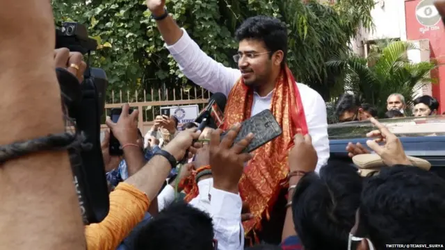 हैदराबाद में तेजस्वी सूर्या