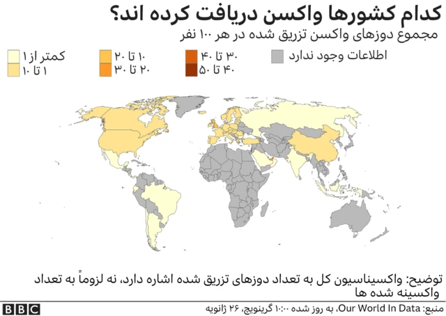 کدام کشورها واکسن کرونا گرفته اند؟