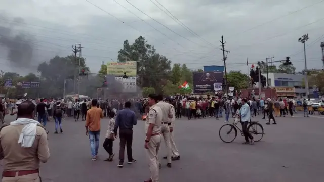 ગ્વાલિયરમાં વિરોધપ્રદર્શનની તસવીર