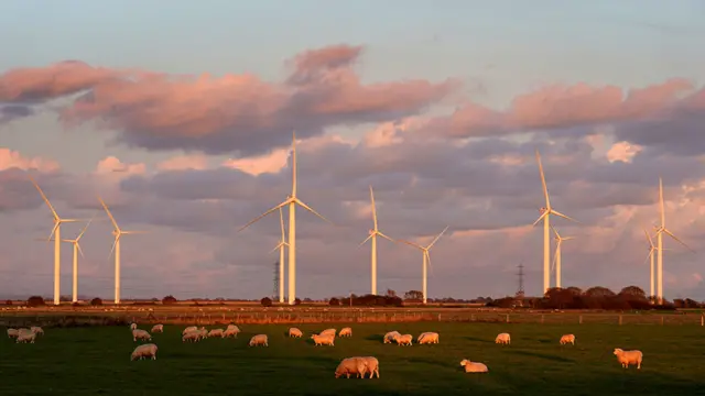 Una "granja de viento" en Reino Unido.