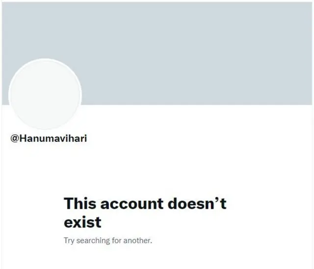 హనుమ విహారి ట్విటర్ ఖాతా