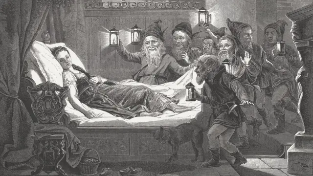 Ilustración de la historia de Blancanieves por Carl Bertling (German painter, 1835 - 1918).