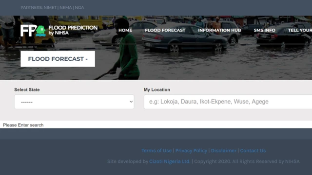 Captura de pantalla de la web de la aplicación Flood.
