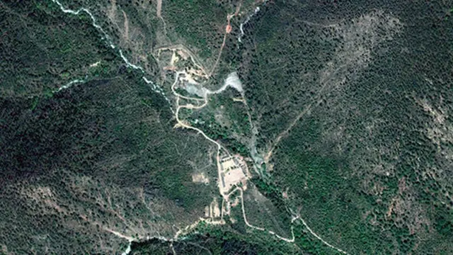 2차 핵실험: 2009년 5월 14일 북한 핵실험 약 열흘 전 위성에 찍힌 풍계리 핵실험장