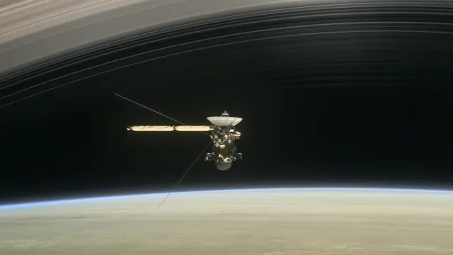 Arte mostrando a sonda Cassini