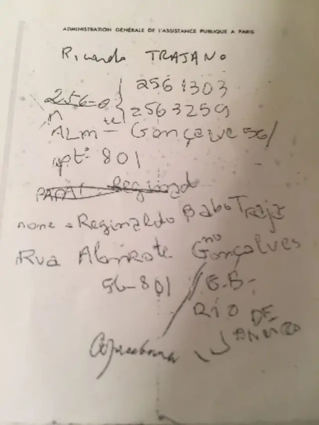 Bilhete escrito por Trajano no hospital,aplicativo de aposta de futebolque ele colocou o telefone dos pais e endereço