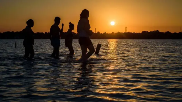 Turistas en Bacalar
