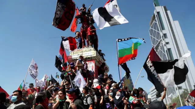 Manifestantes en Santiago