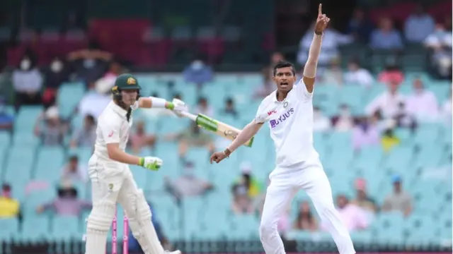 अपना पहला टेस्ट मैच खेल रहे सैनी ने पुकोव्स्की को आउट किया