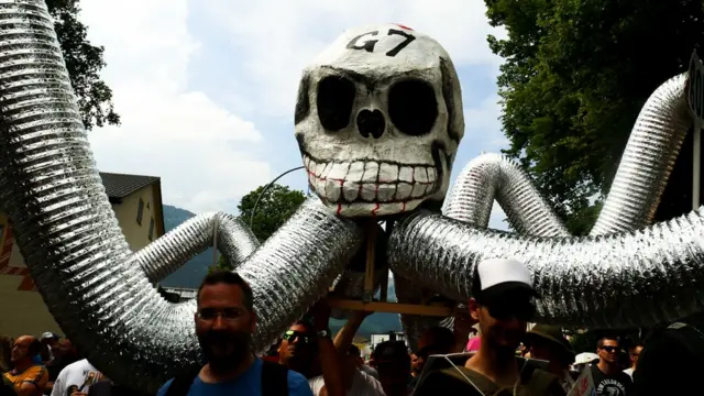 Protesters from around Germany marching in June 2015